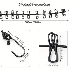 Portable Clothesline with 12 Clothespins Lightweight Travel Line