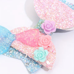 Baby Girls Mermaid Bow Hair Clip Glitter Flower Barrettes Hair Accessories