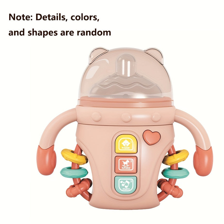 Montessori Baby Bottle Sensory Teething Toy with Rattles