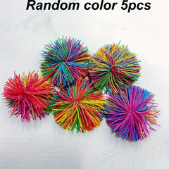 Colorful Rainbow Fuzz Ball Soft Sensory Toy for Kids and Adults
