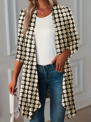 Dot Print Open Front Cardigan