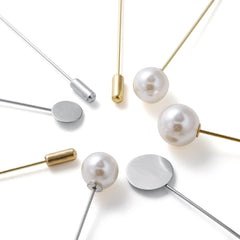 5Pc Pearl Disc Alloy Brooch Pins for DIY Jewelry