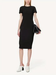 Solid Round Neck Tank Dress Slim Fit Stretch