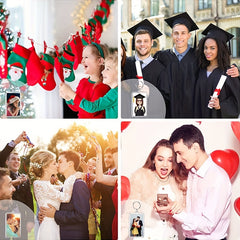 5pcs Photo Frame & Pendant Keychain for Men Family Memory & Decoration