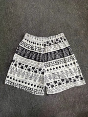 Graphic Print Elastic Waist Shorts Casual Summer Women's Clothing