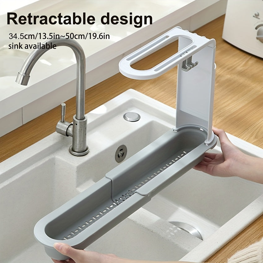 Sink Drain Rack Storage Basket Telescopic Sink Shelf Kitchen Organizer