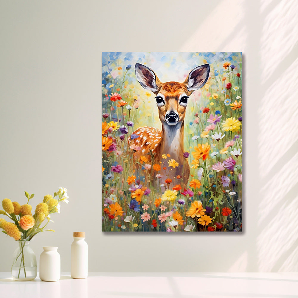 2pcs Backlit Girl and Deer Hidden in Flowers DIY Acrylic Painting Kit