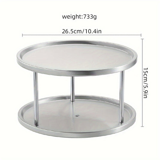 2 Tier Non Slip Seasoning Rack Turntable 360 Degree Rotating Organizer