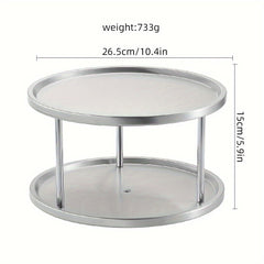 2 Tier Non Slip Seasoning Rack Turntable 360 Degree Rotating Organizer