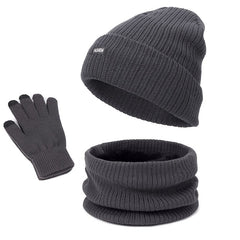 Winter Plus Velvet Hat Scarf Gloves Set Men Women Knitted Thickened Warm