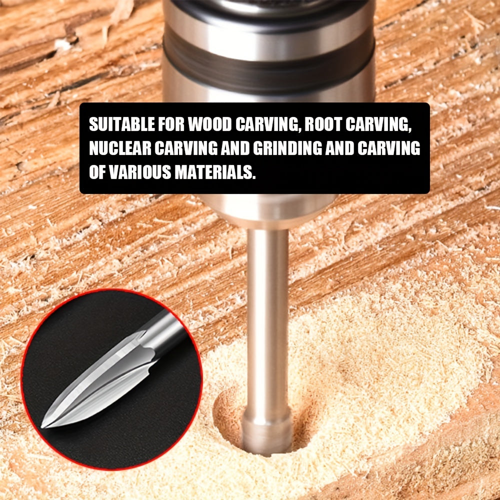 5pcs Wood Carving Drill Bit Set High Speed Steel Carbide Root Milling Cutter Bur