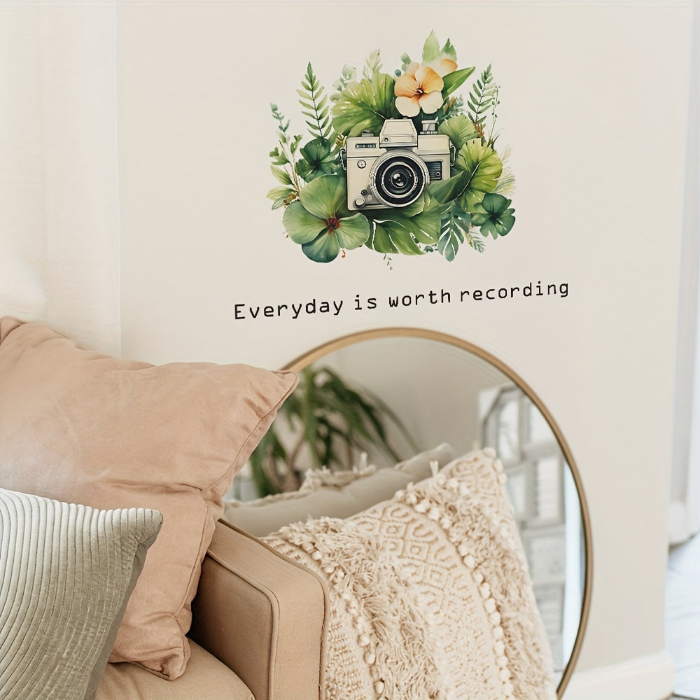 Green Leaves Camera Wall Sticker Removable Flowers Decal Boys Room Decor