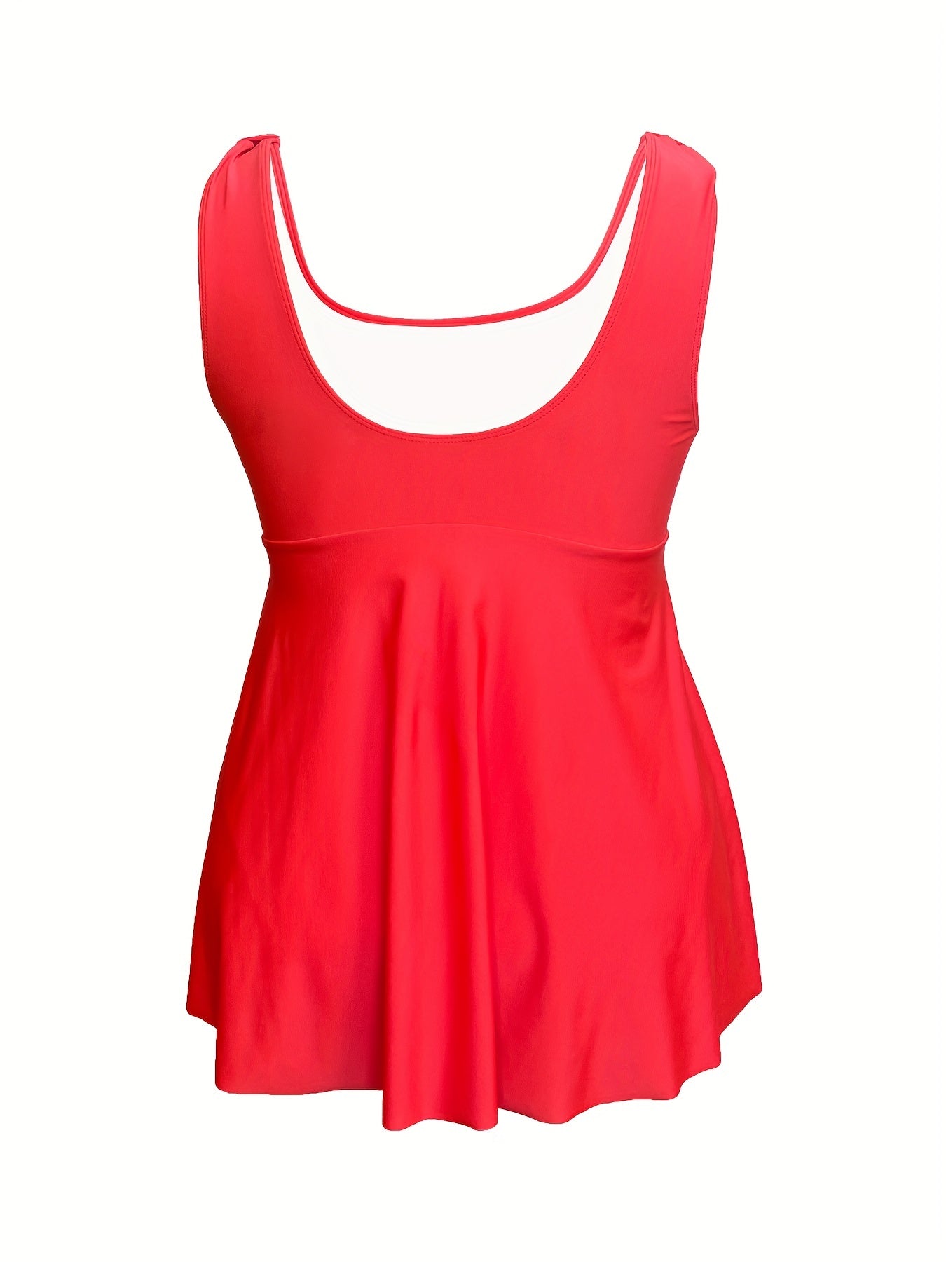Vacay Tankini Set Women's Plus Solid Peplum Tank Top & Panty Swimsuit