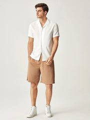 Men's Casual Short Sleeve Cotton Shirt for Summer Vacation