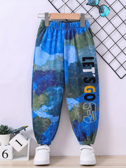 Boys Camo Letter Print Active Sweatpants Jogger Pants