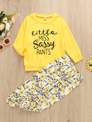 Baby Girls Letter Long Sleeve Top & Flower Print Pants
