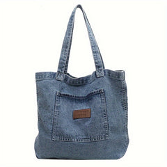 Canvas Tote Bag Large Capacity Denim Handbag For Daily Use