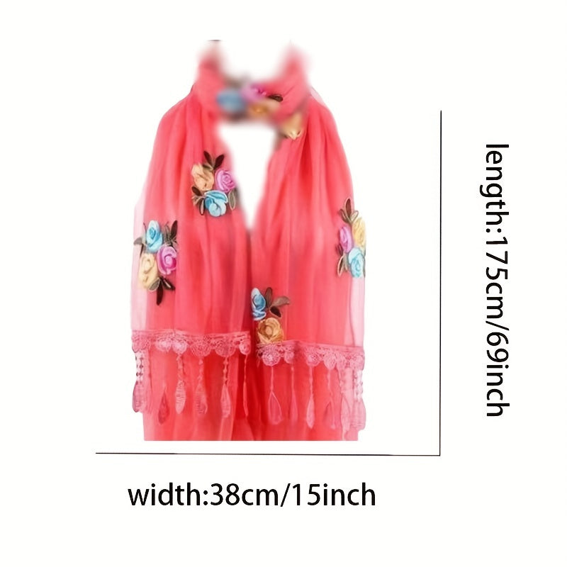 Flower Pattern Scarf Lace Shawl Wrap