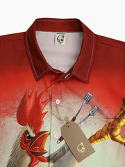 Men's Big Cock Pattern Hawaiian Shirt for Beach Vacation