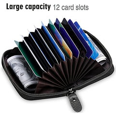 RFID Credit Card Holder with Zipper Leather Wallet