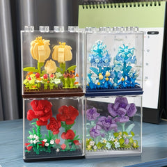 Eternal Flower Building Blocks Model with Dust Cover - Girl's Birthday Gift