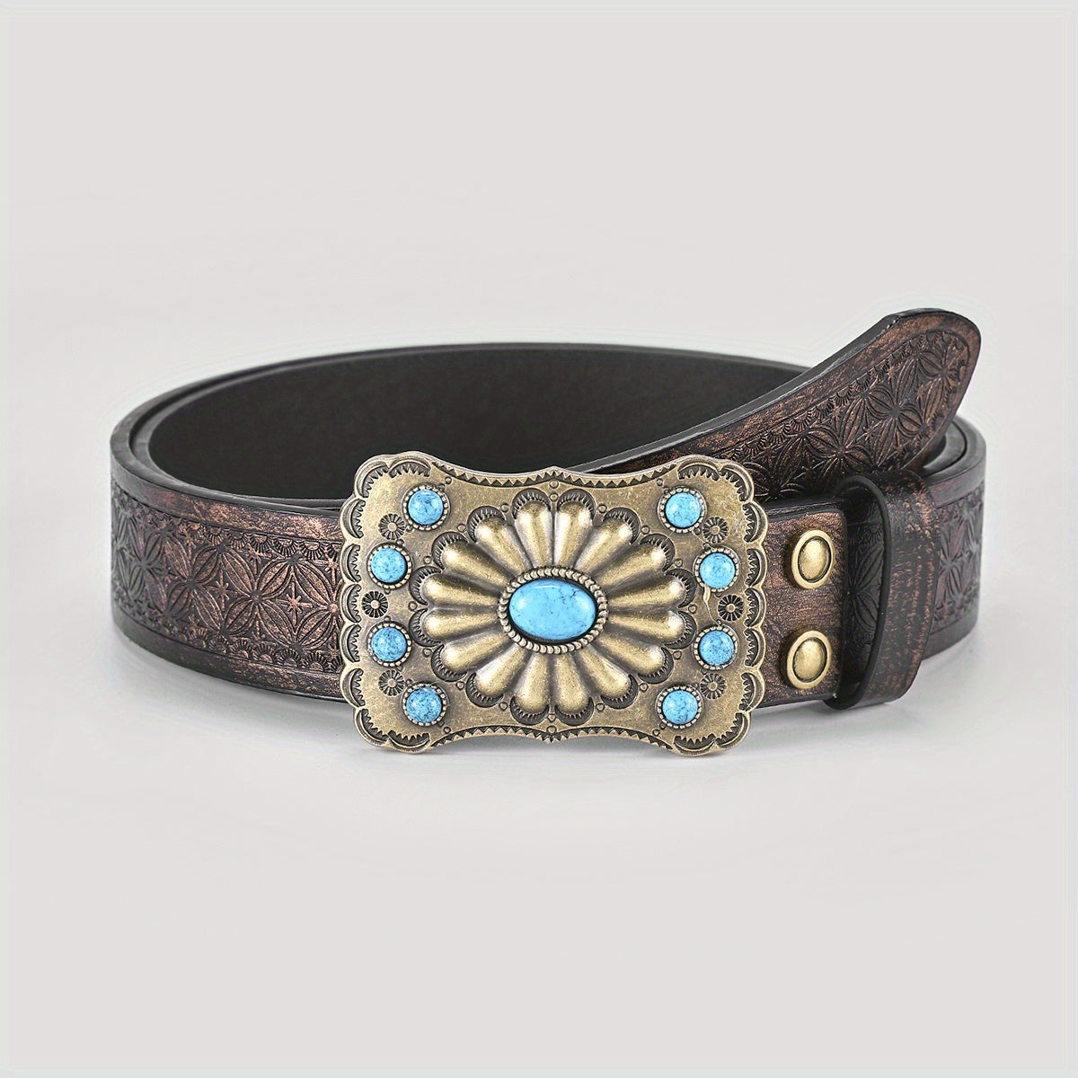 Men's Vintage Champagne Embossed Belt