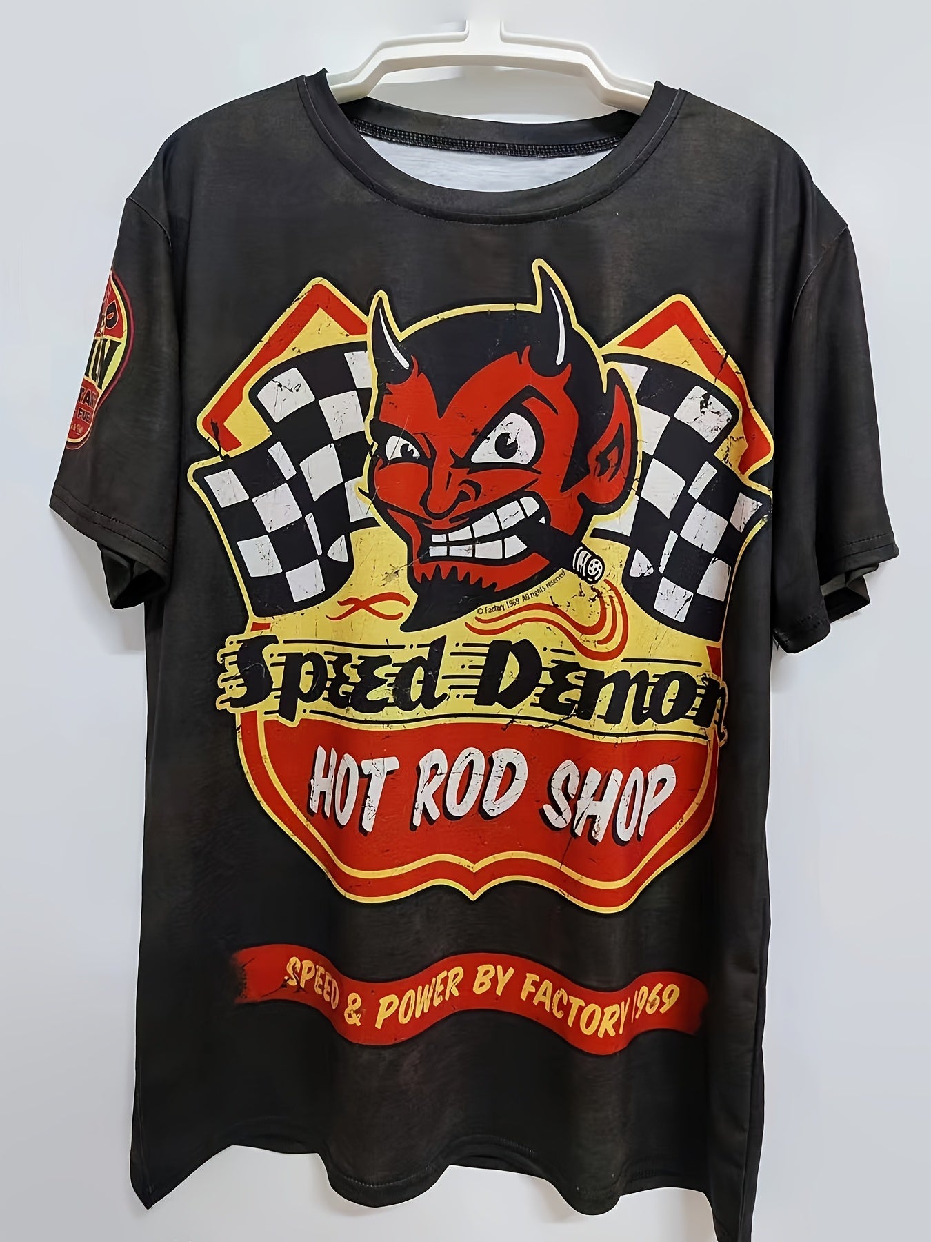 Devil Pattern T-shirt Men's Casual Street Style Round Neck Tee Shirt
