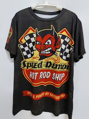 Devil Pattern T-shirt Men's Casual Street Style Round Neck Tee Shirt