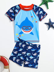 Boys Shark Tee & Shorts Set for Summer Swim