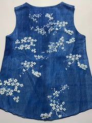 Flower Print Pocket Tank Top Sleeveless Button