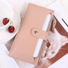 Bi Fold Long Wallet with Phone Pocket & Card Slots - Women's Faux Leather