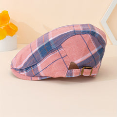 Retro Plaid Pattern Dopamine Style Peaked Cap for Party