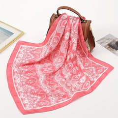 Red Printed Striped Bandana Boho Floral Square Scarf Women Casual Head Wrap