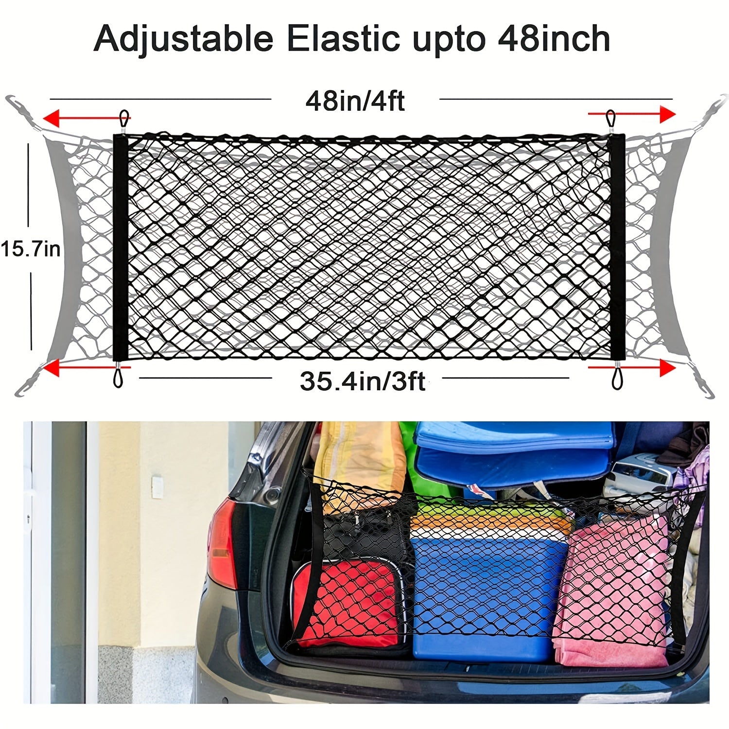 Adjustable Car Trunk Cargo Storage Organizer Net Universal SUV Car Truck