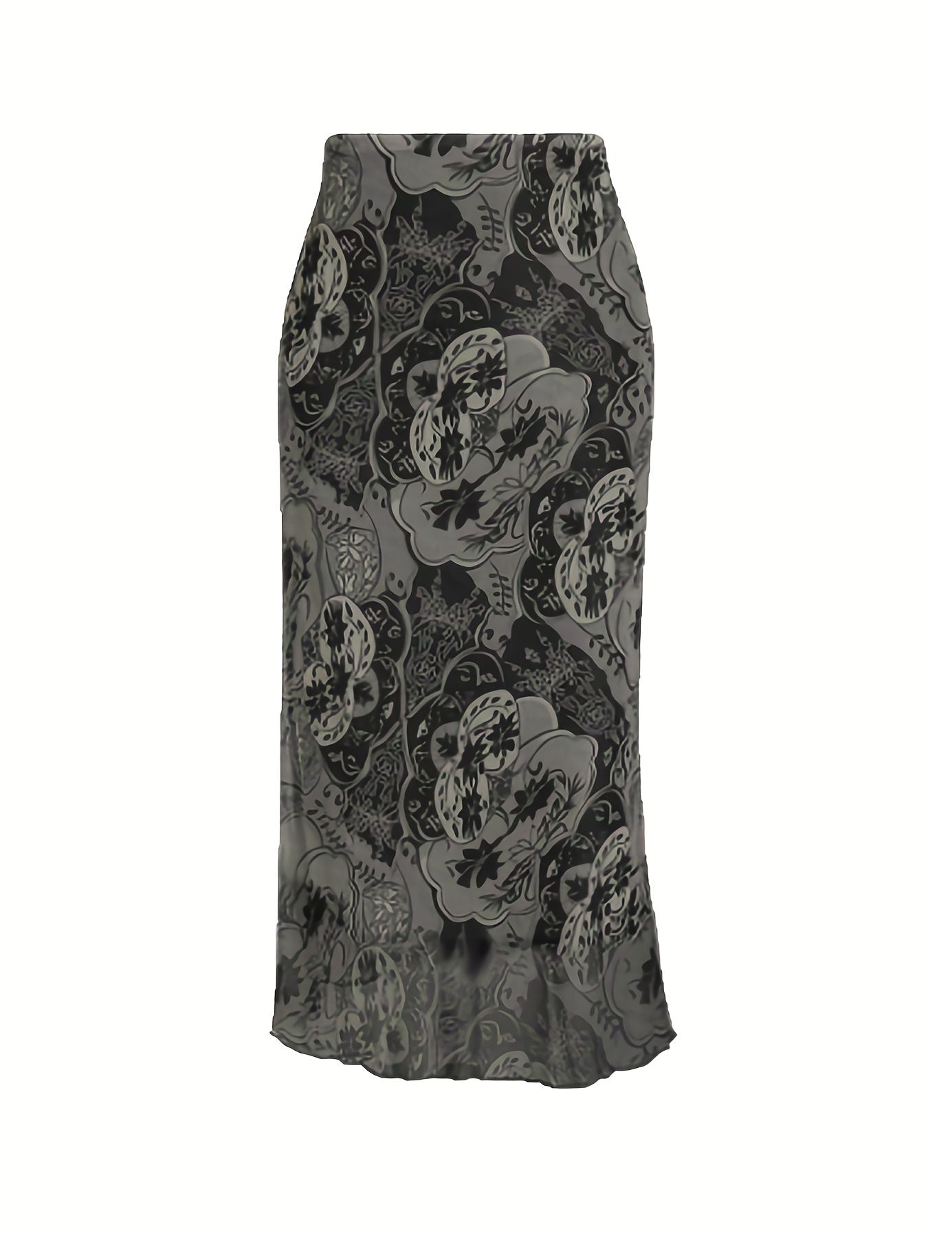 Vintage Floral Print High Waist Midi Skirt for Spring & Summer