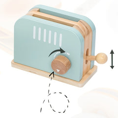 Wooden Pop Up Toaster Toy Set for Pretend Kitchen Role Play