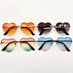 Heart Shape Lens Sunglasses Metal Frame Outdoor Party Vacation Travel