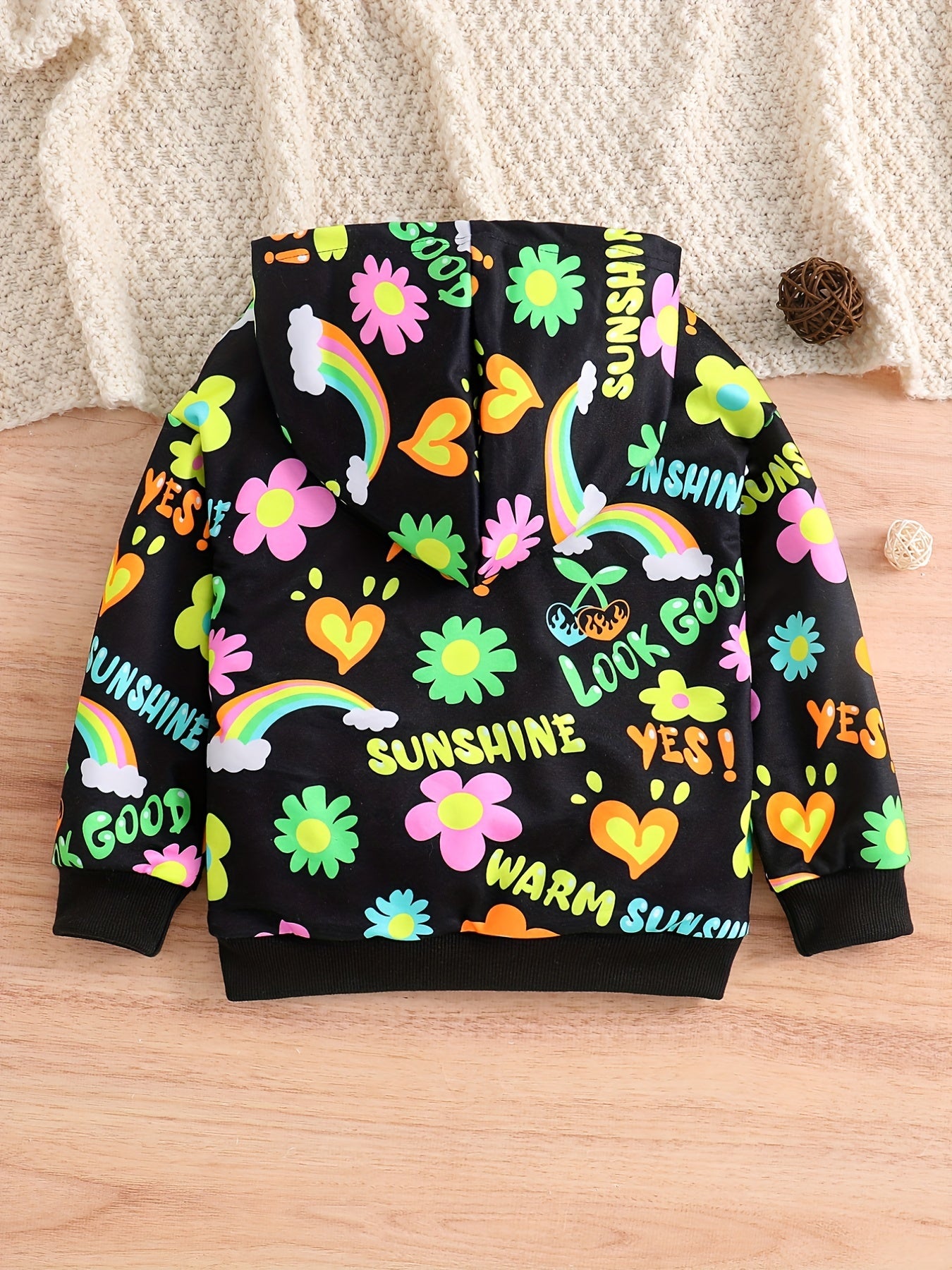 Girls Colorful Sunshine & Flowers Hoodie Sweatshirt