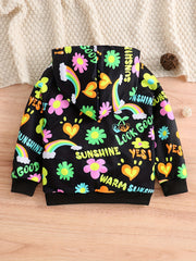 Girls Colorful Sunshine & Flowers Hoodie Sweatshirt