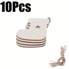 10pcs Christmas Stocking Wooden Pendant Decorations