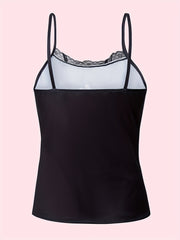 Skull Pattern Cami Top Halloween Lace Crew Neck Lingerie