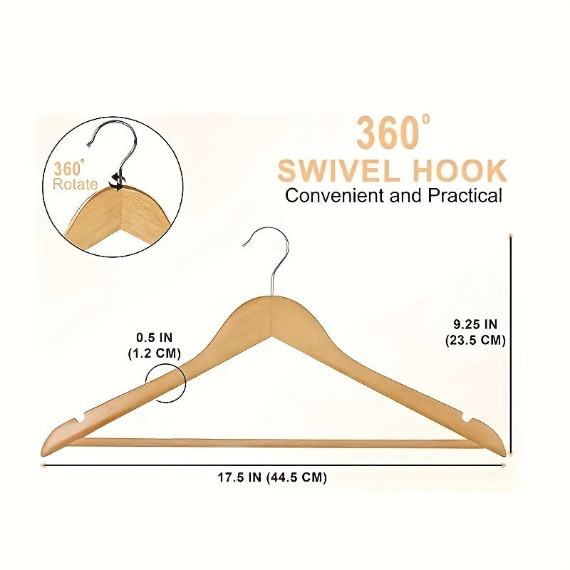 5pcs Non-slip Wooden Clothes Hanger Wardrobe Rack Clothing Store Support