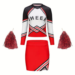 Kids Cheerleading Suit Long Sleeve Party Short Skirt