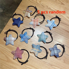 10pcs Plaid Star Hair Tie Bands for Girls
