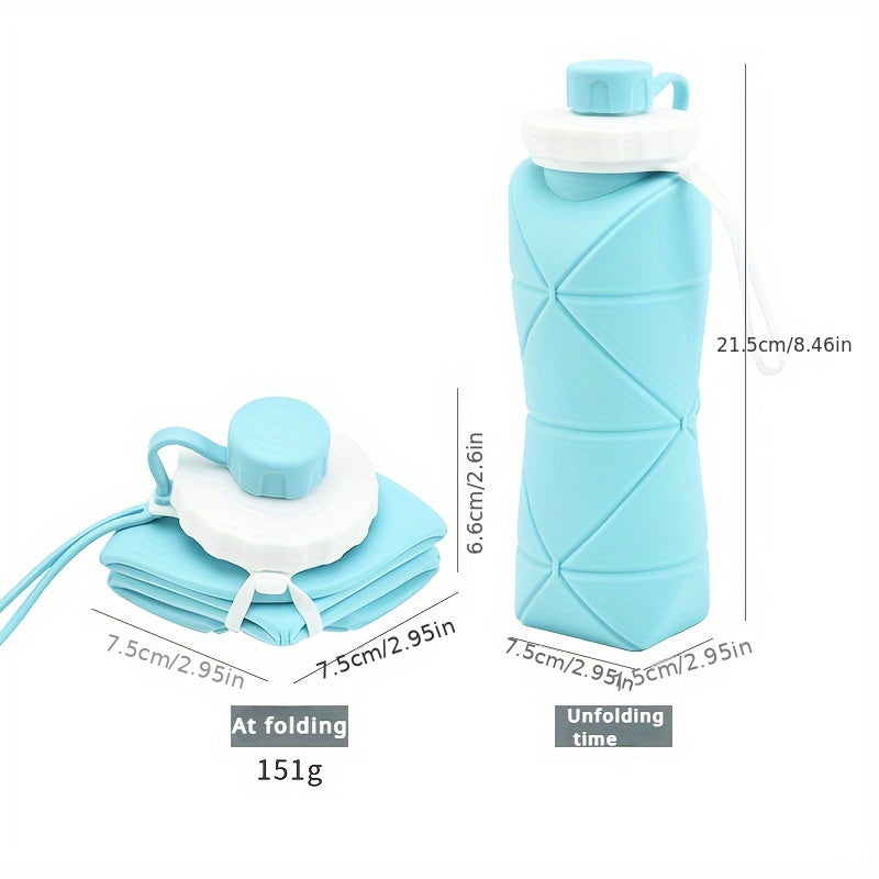 600ml Silicone Folding Water Cup Leakproof Portable Bottle for Outdoor Sports