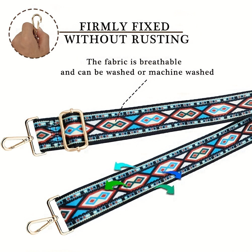 Geometric Pattern Bag Strap Replacement Wide Shoulder DIY Travel Accessories