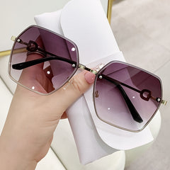 Square Rimless Sunglasses Women Gradient Lens