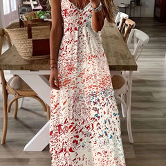 Abstract Print Cami Dress V Neck Maxi Dress Women's Clothing