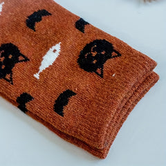 5 Pairs Cartoon Cat Print Socks Women's Mid Tube Stockings