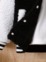 Baby Girl Fleece Shearling Baseball Coat Warm Outwear
